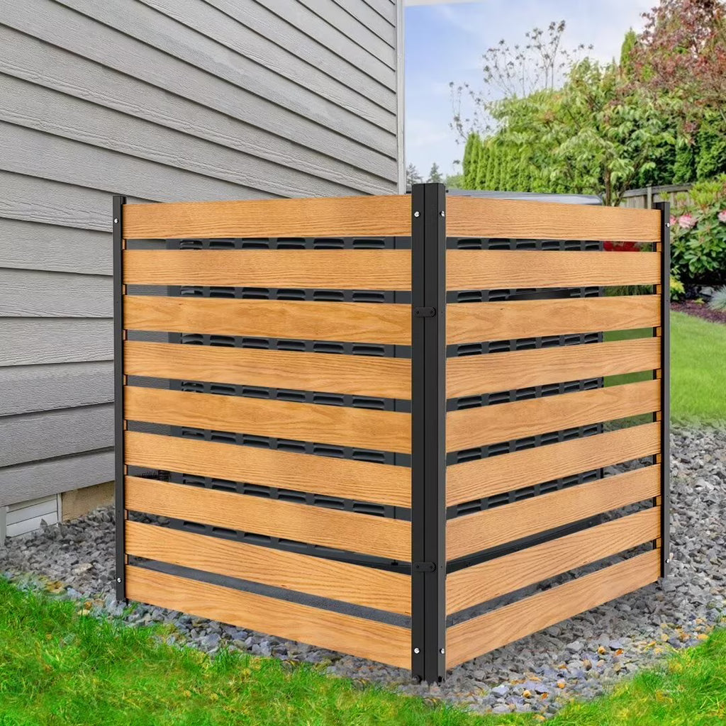 "NAIZEA Air Conditioner Fence, Pool Equipment Enclosure, Trash Can Enclosure, Metal Stake Wood Fence Panel 38"" W x 60"" H"
