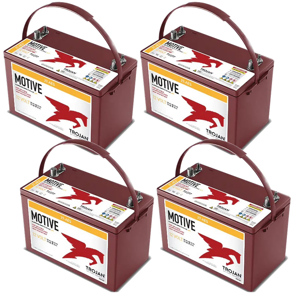 4 Pack of Trojan 27-AES 12V Superior Deep Cycling VRLA AGM Batteries
