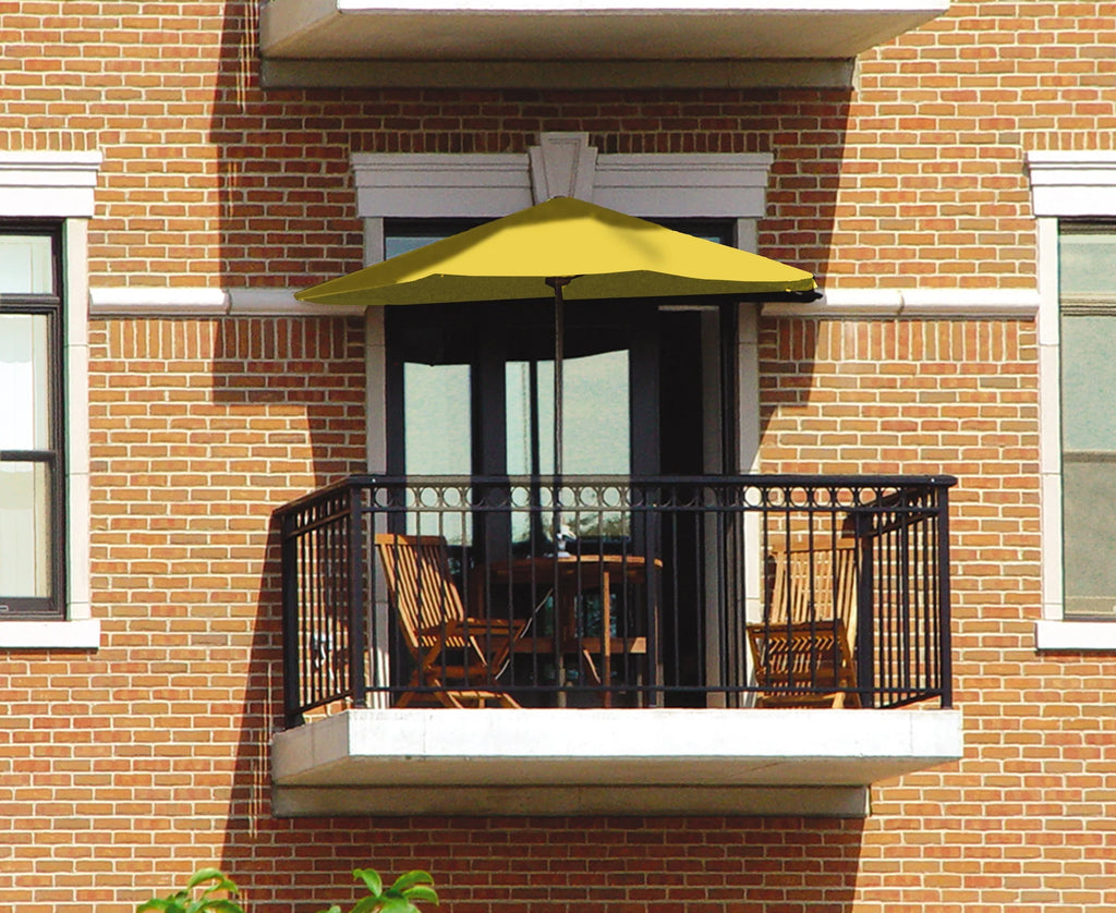 OFF-THE-WALL BRELLA Sunbrella Half Umbrella, 9'-Width, Teak Canopy