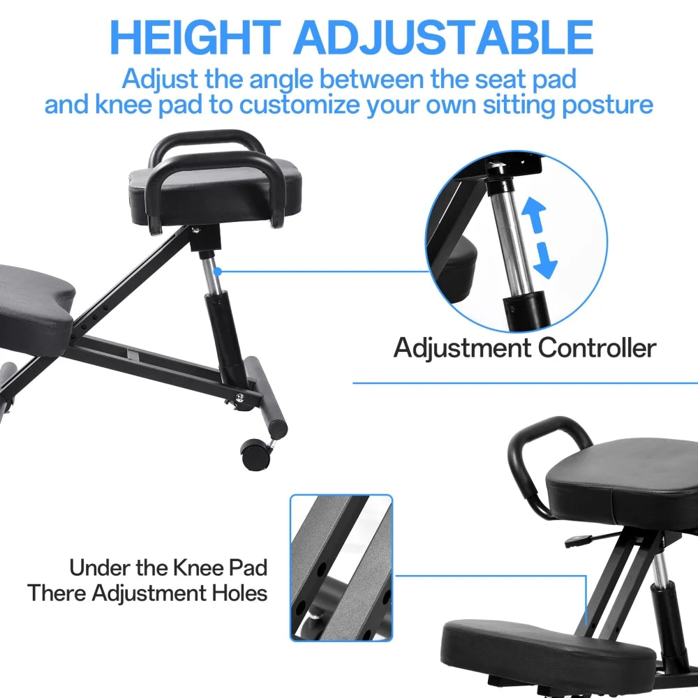 Ergonomic Kneeling Chair with Smooth Casters, Thick Comfort Padding for All-Day Comfort in Medical Offices or Therapy Clinics(A)