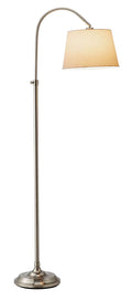 Adesso Bonnet Arc Steel Standing Floor Lamp and Adjustable White Linen Shade