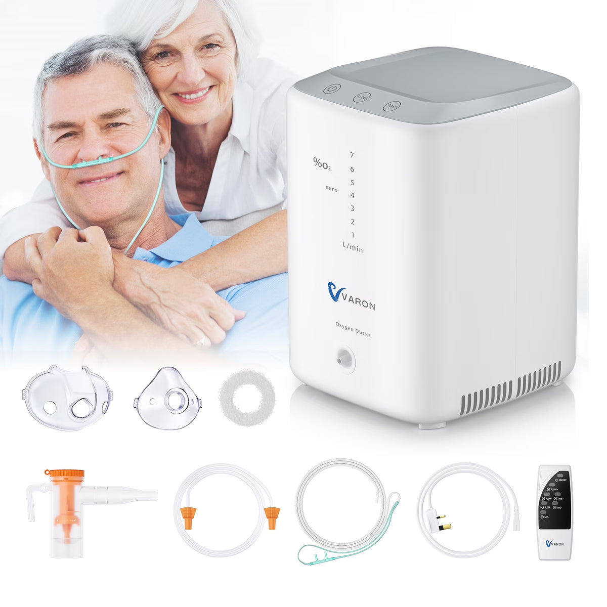 YANGKING Upgraded Oxygen Generator-Portable Machine Tube 7L, 93% Pure Oxygen , 1-7L/min Adjustable, Whisper Quiet, 72H Continuous Work, Remote Control, Sleep Mode