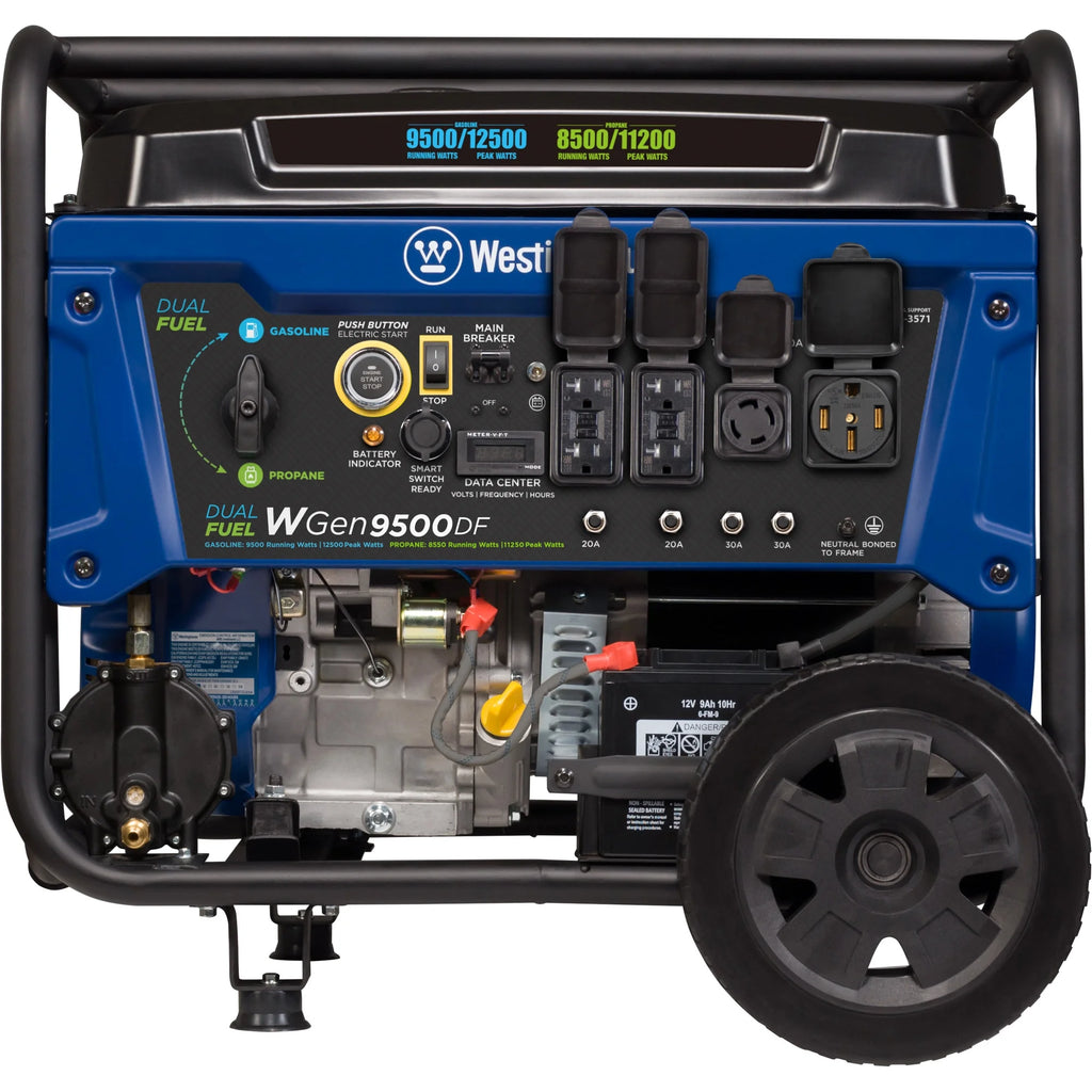 Westinghouse 12,500 Peak Watt Dual Fuel Portable Generator, Electric Start, Transfer Switch Ready