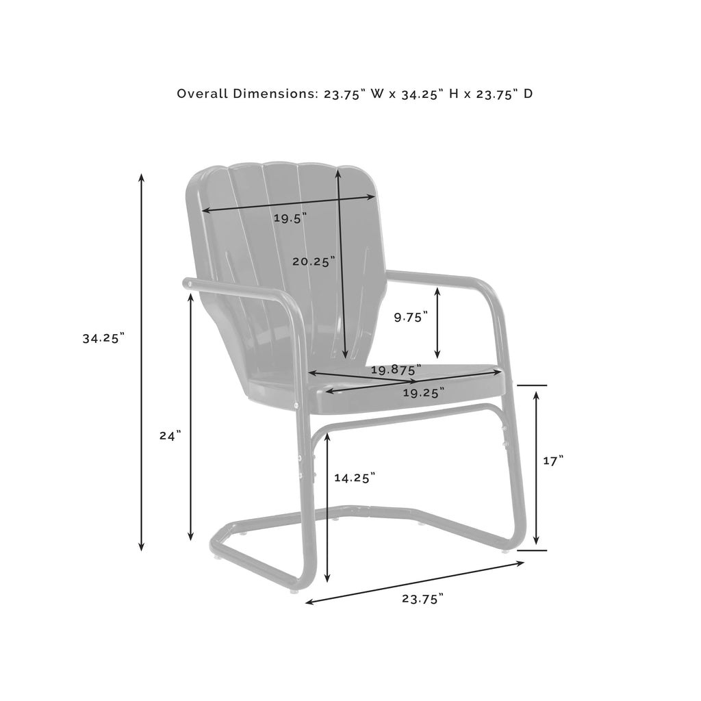 Crosley Ridgeland 2Pc Outdoor Metal Armchair Set - 2 Chairs-Color:Bright Red Gloss