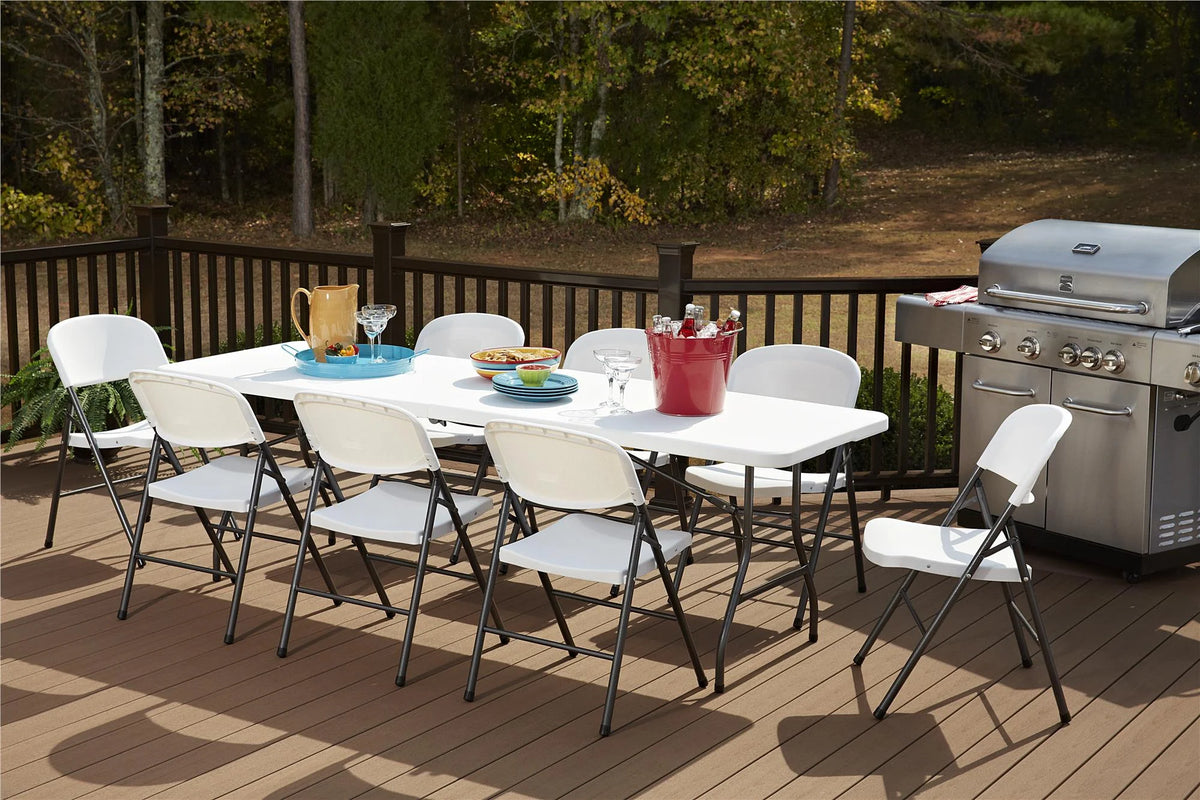 Cosco 8 Foot Centerfold Folding Table, White