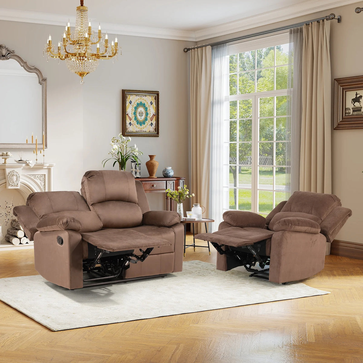 Bonzy Home Recliner Chair with Soft Padded Headrest and Armrest, Theater Reclining Chair Sofa for Living Room and Bedroom
