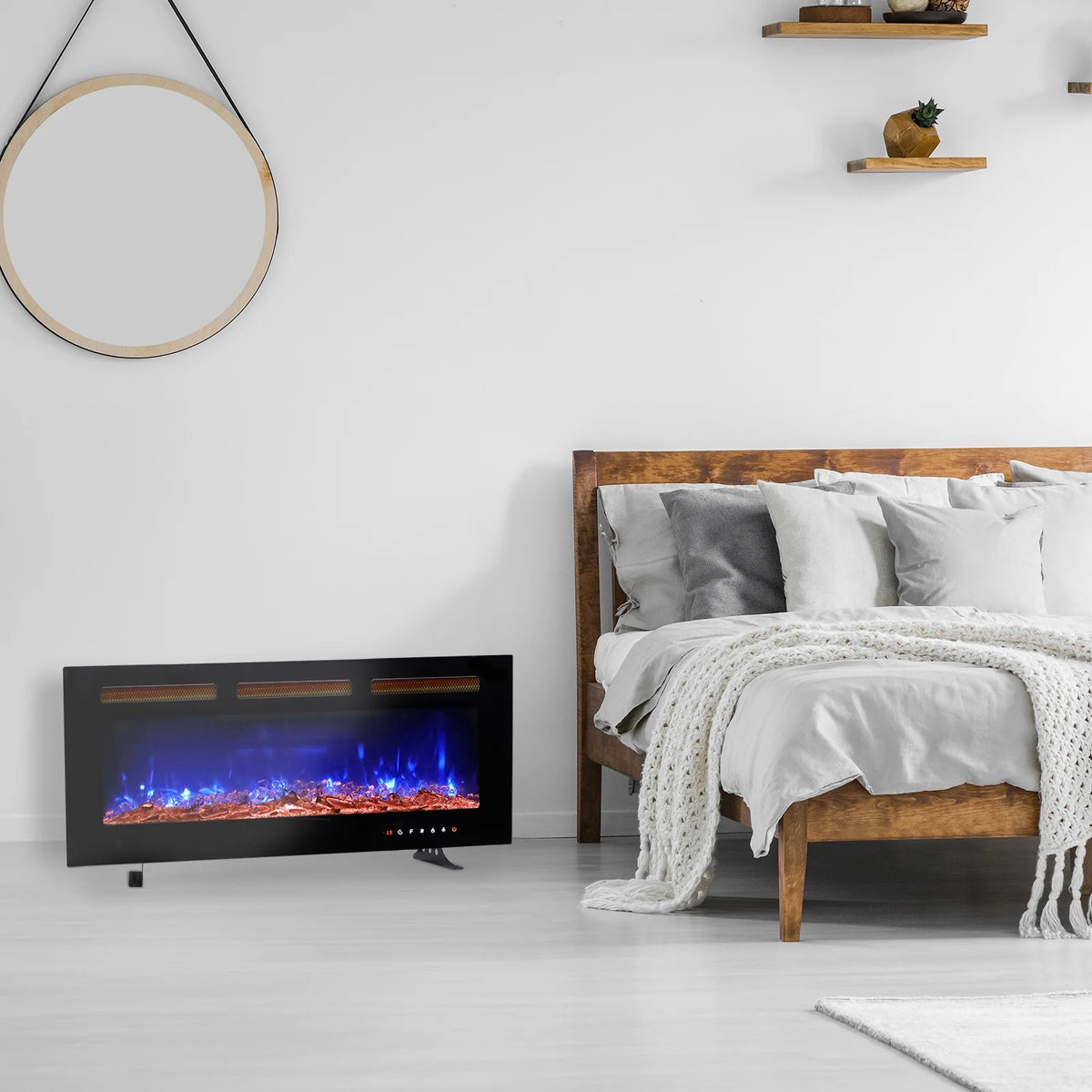 Ktaxon 30" Electric Fireplace, Freestanding/Inserts/Wall Mounted Fireplace Heater with Remote Control, 12 Adjustable Flame Colors, Log & Crystal, 8H Timer for Living Room, Bedroom