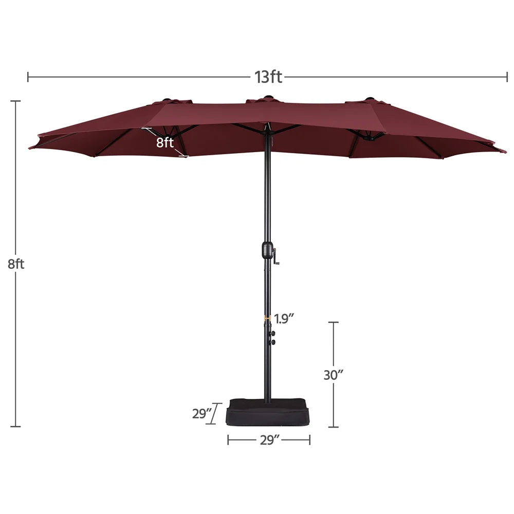 Topeakmart 13ft Patio Parasol Canopy with Crank, Tan