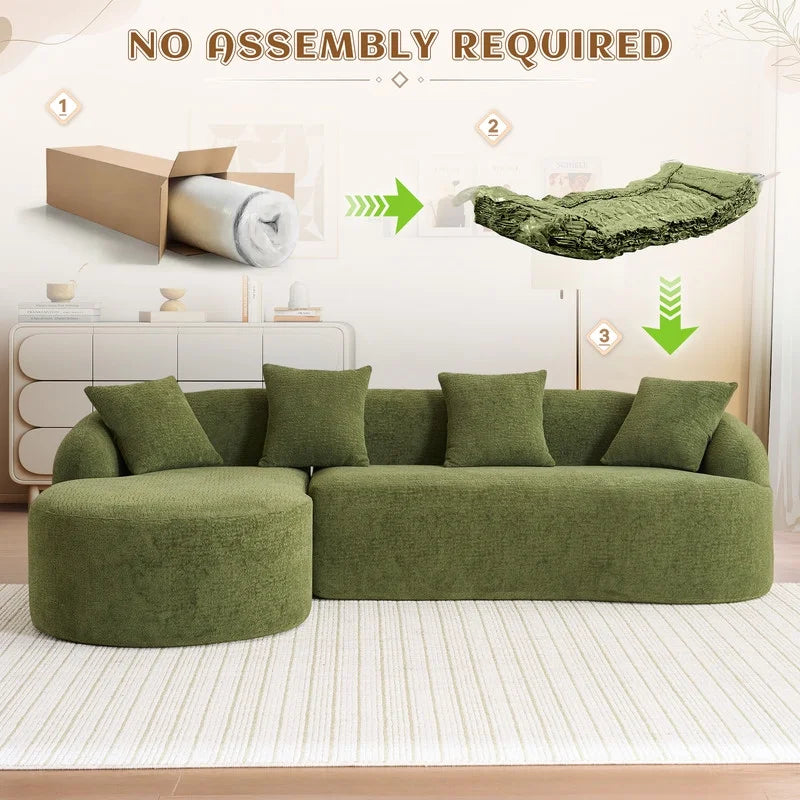 Timbernest 99" Modular Sectional Sofa with Pillows, Chenille L Shaped 3-Seater Couch with Deep Seat, White