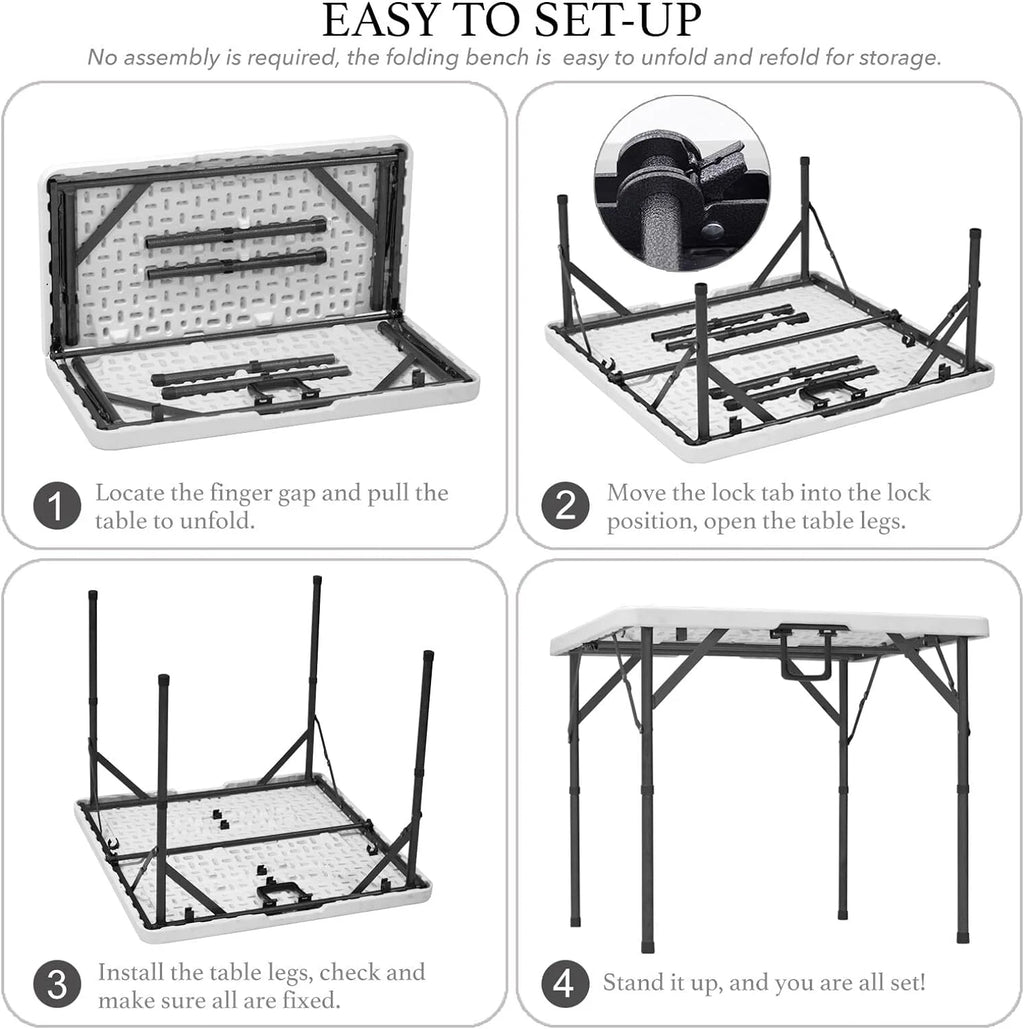 AJP Distributors 6 Foot Portable Plastic Folding Table 6FT 72" Half Foldable Heavy Duty Top w/Carry Handle - Indoor Outdoor Camping Picnic Party Wedding Dining Office Event Meeting Black Wood Style