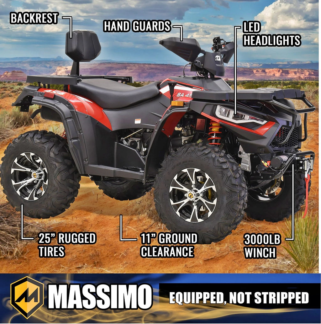Massimo MSA450F Adult ATV Quad 352cc 25 HP 4 Stroke 4-Wheeler - Sand