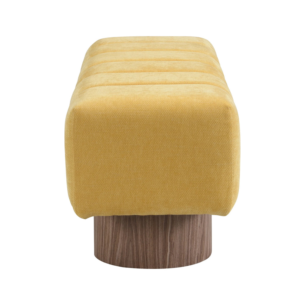 Christopher Knight Home Modern Mid-Century 64" Velvet Tufted Ottoman Bench, Faux Wood Legs, Light Gray