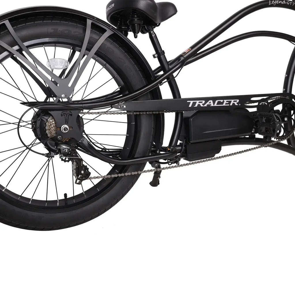 Tracer Legend GT7 Cruiser Chopper E-bike, 1000W Motor, 7 Speed, Disc Brake, for Men, Matte Black