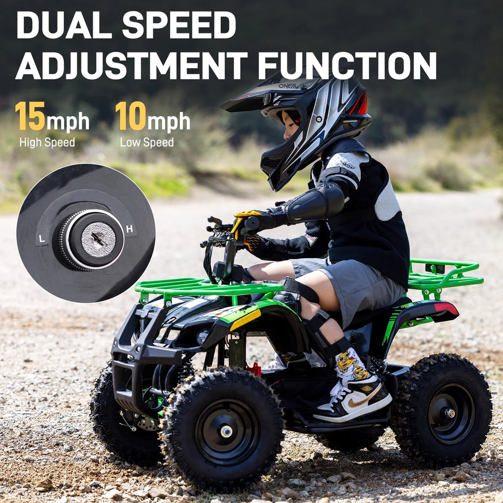 Aoemoe 500W 36V Battery-Powered Ride-On Off-Road 4-Wheeler �C 15 Mile Range, Flame