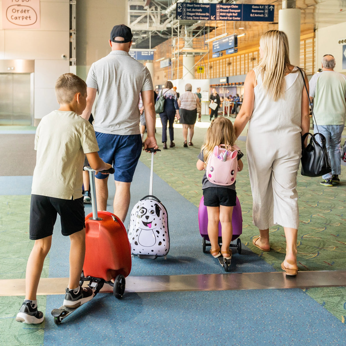 Kiddietotes Kid's Hard Shell Scooter Ride On Suitcase, Pink