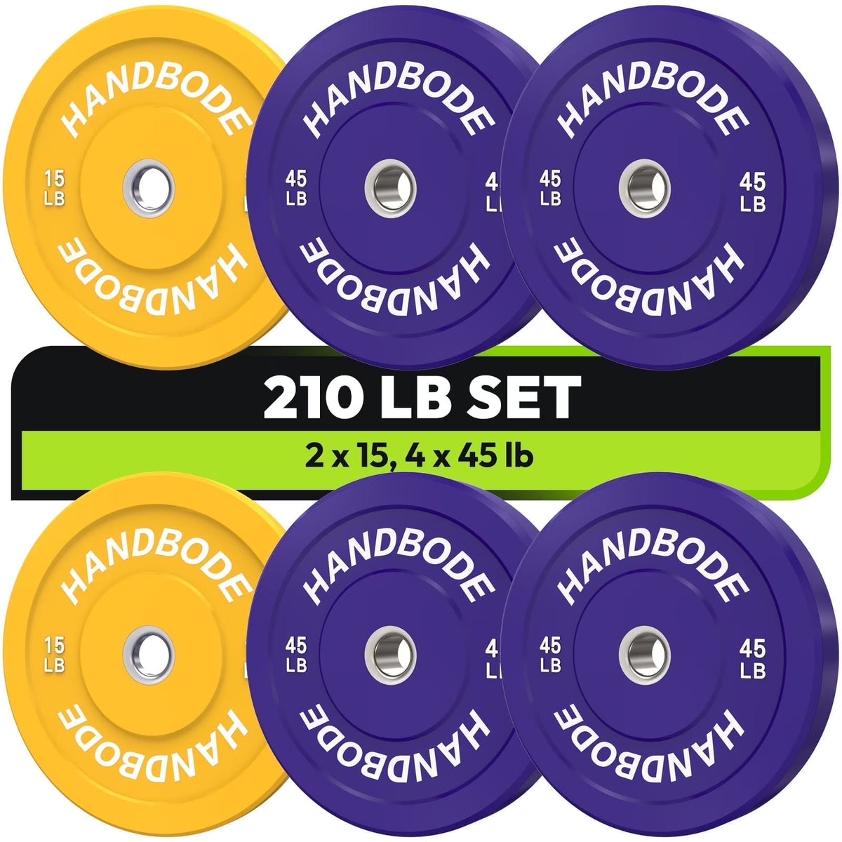HANDBODE Bumper Plates Olympic Weight Plates, Colored Rubber plate for Weight Lifting and Strength Training 140LB