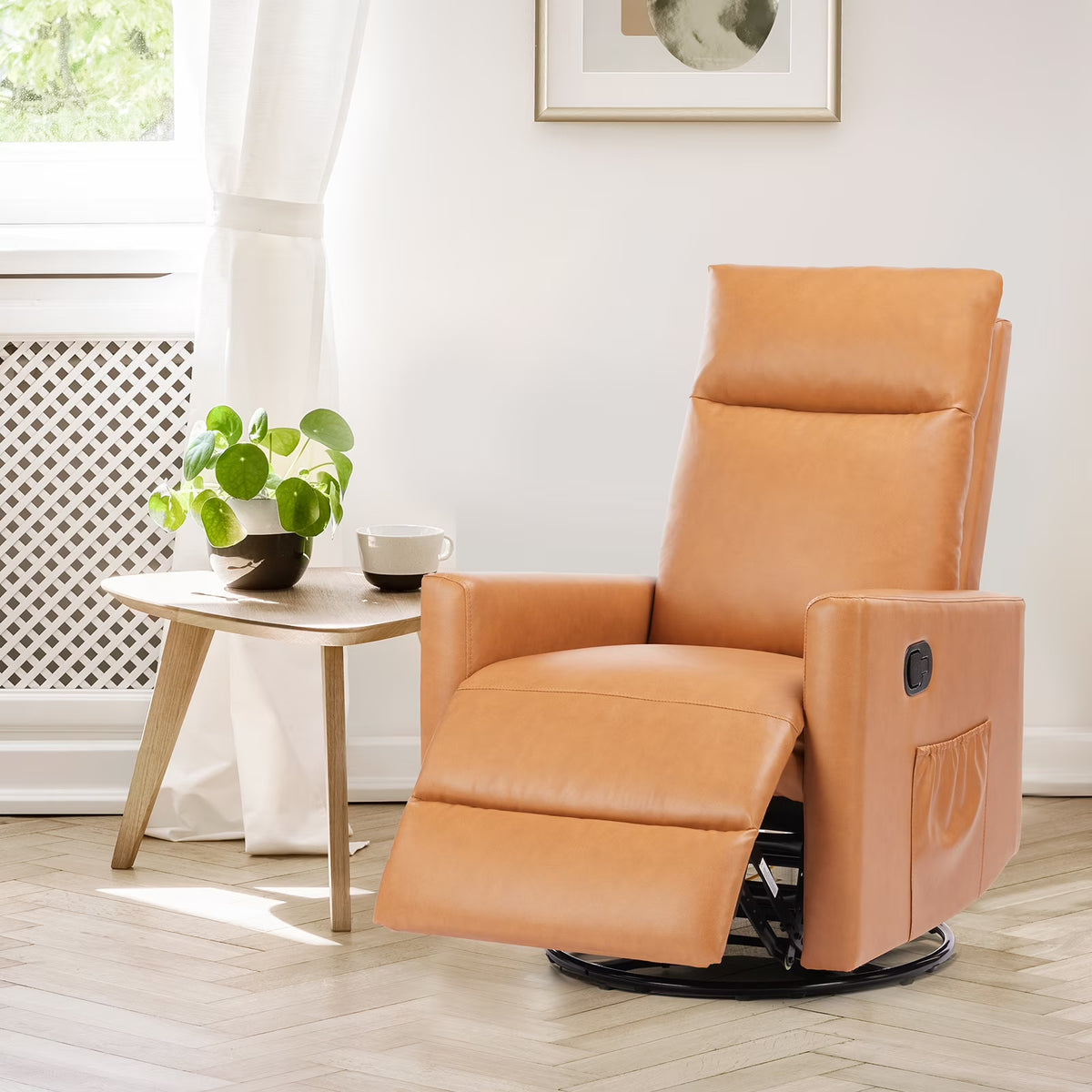Recliner Message Chair with Footrest, Swivel Rocking Glider, High Back Upholstered Deep Seat for Living Room, Grey