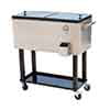 Outsunny 80 QT Rolling Cooling Bins Ice Chest on Wheels Outdoor Stand Up Drink Cooler Cart for Party, Red