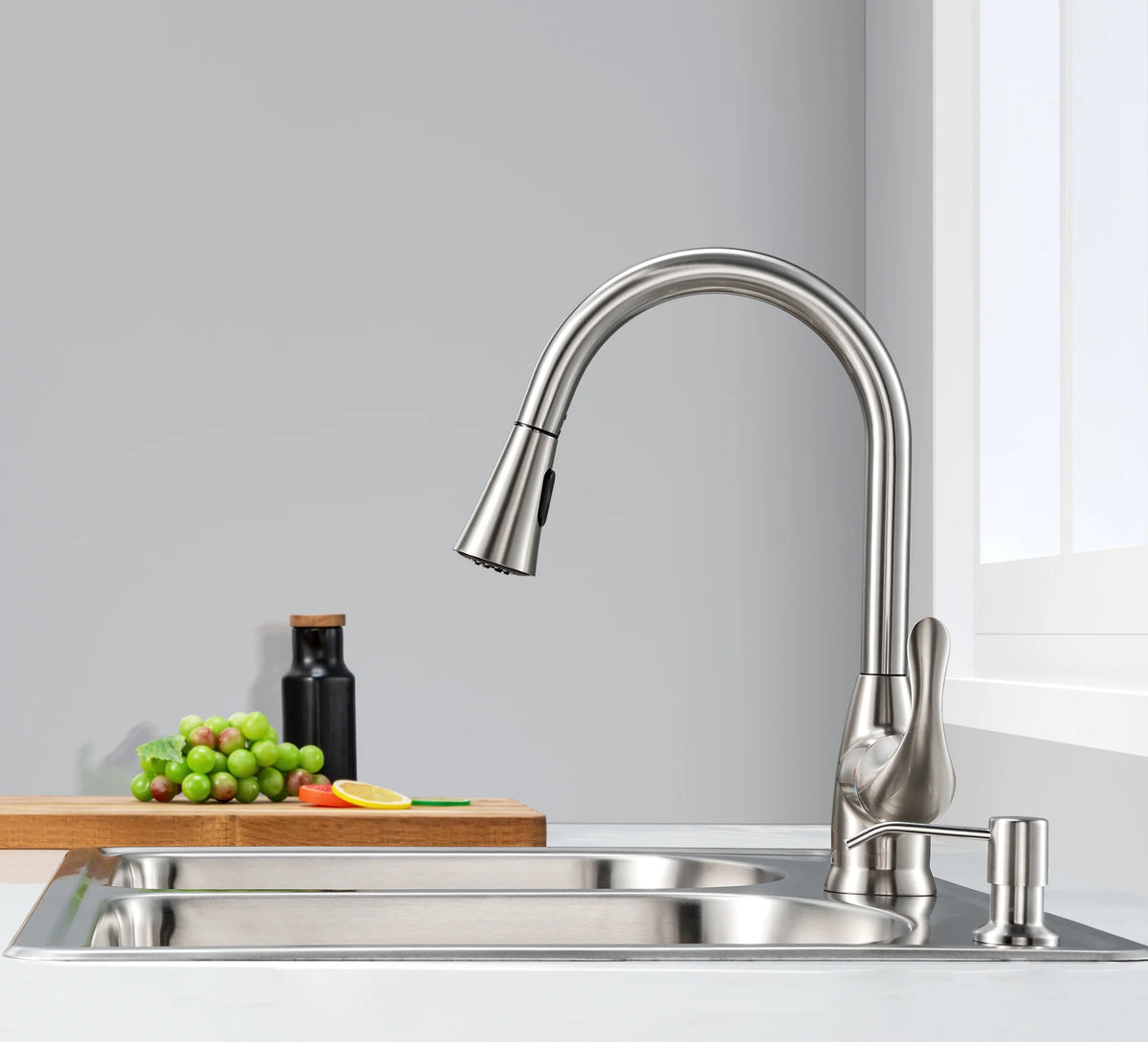 Frigidaire 60/40 Dual Mount 33" Stainless Steel Kitchen Sink Combo W/ Brushed Nickel Faucet & Disposal