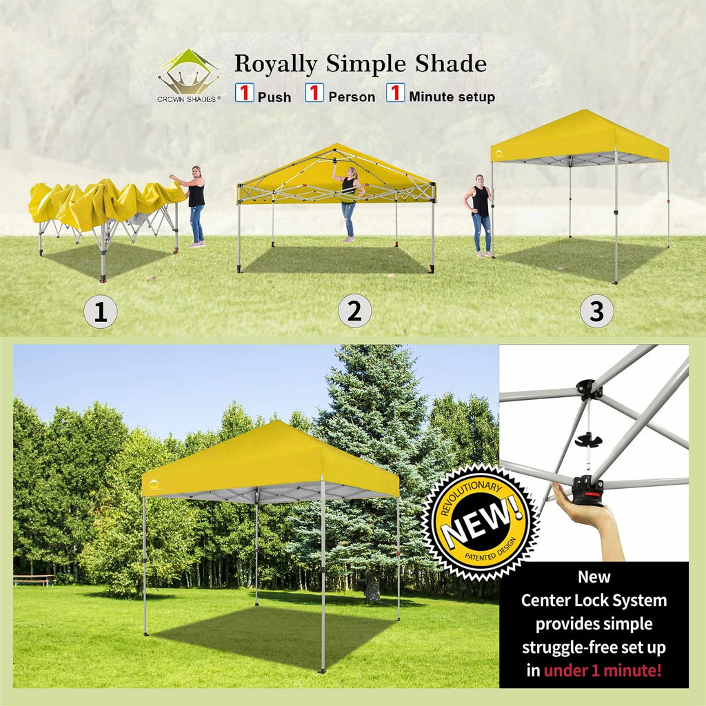CROWN SHADES 8x8 Pop Up Canopy with One Push Setup Easy Outdoor Sun Shade for Events Parties Camping Forest Green