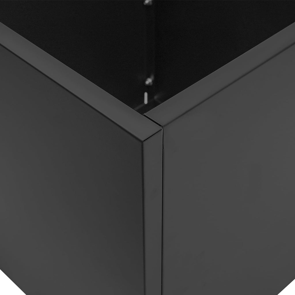 Indoor Outdoor Planter, Square Outdoor Planter For Both Indoor And Outdoor Use, For Gardens, Entrances, Patios Black Steel Square Cube Planter Box