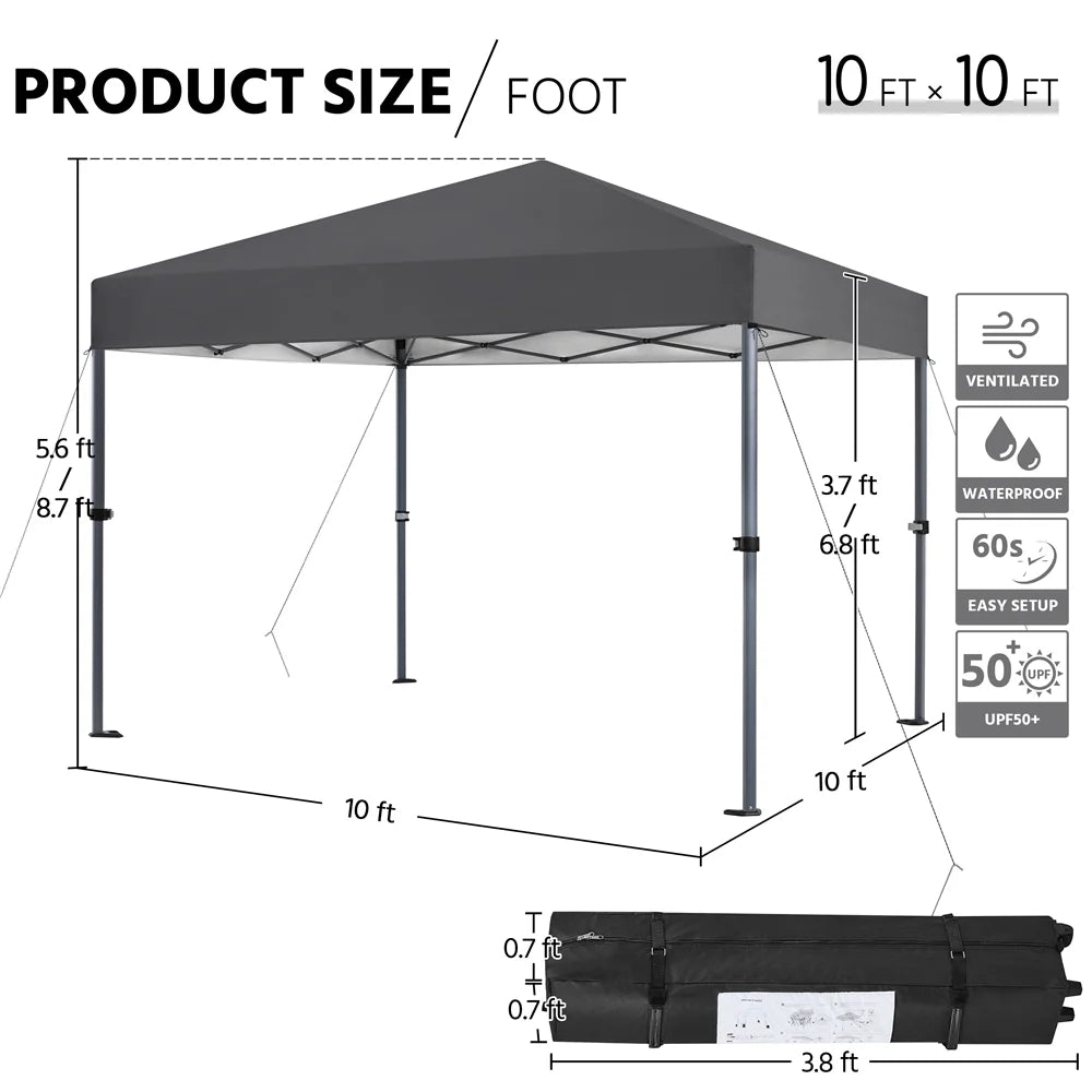 Topeakmart 12x12ft Commercial Pop-up Canopy Tent with Adjustable Height for Outdoor, White