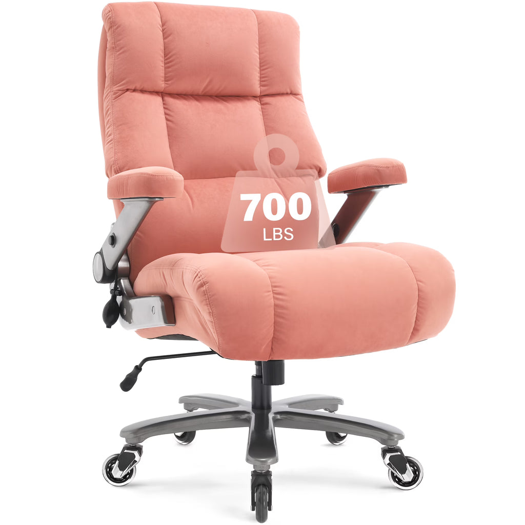 Big and Tall 700lbs Office Chair, Ultra-Soft Fabric Executive Desk Chair, Ergonomic Computer Chair with 3D Flip Up Arms, Adjustable Lumbar Support, Heavy Duty Metal Base and Quiet Rubber Wheel, Black