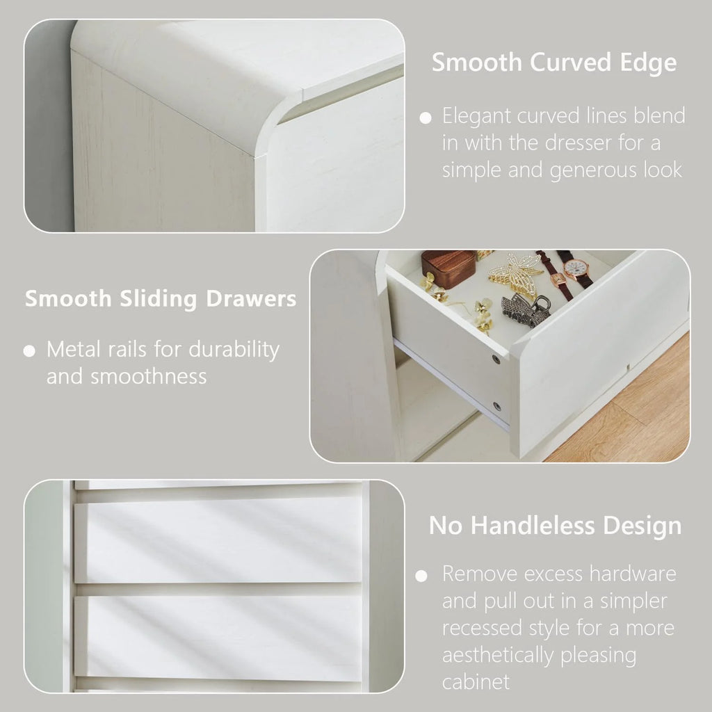 MIHOVER Modern 5 Drawer Vertical Dresser - 45'' Wood Storage Cabinet with Assembly, Chest of Drawers for Bedroom & Living Room