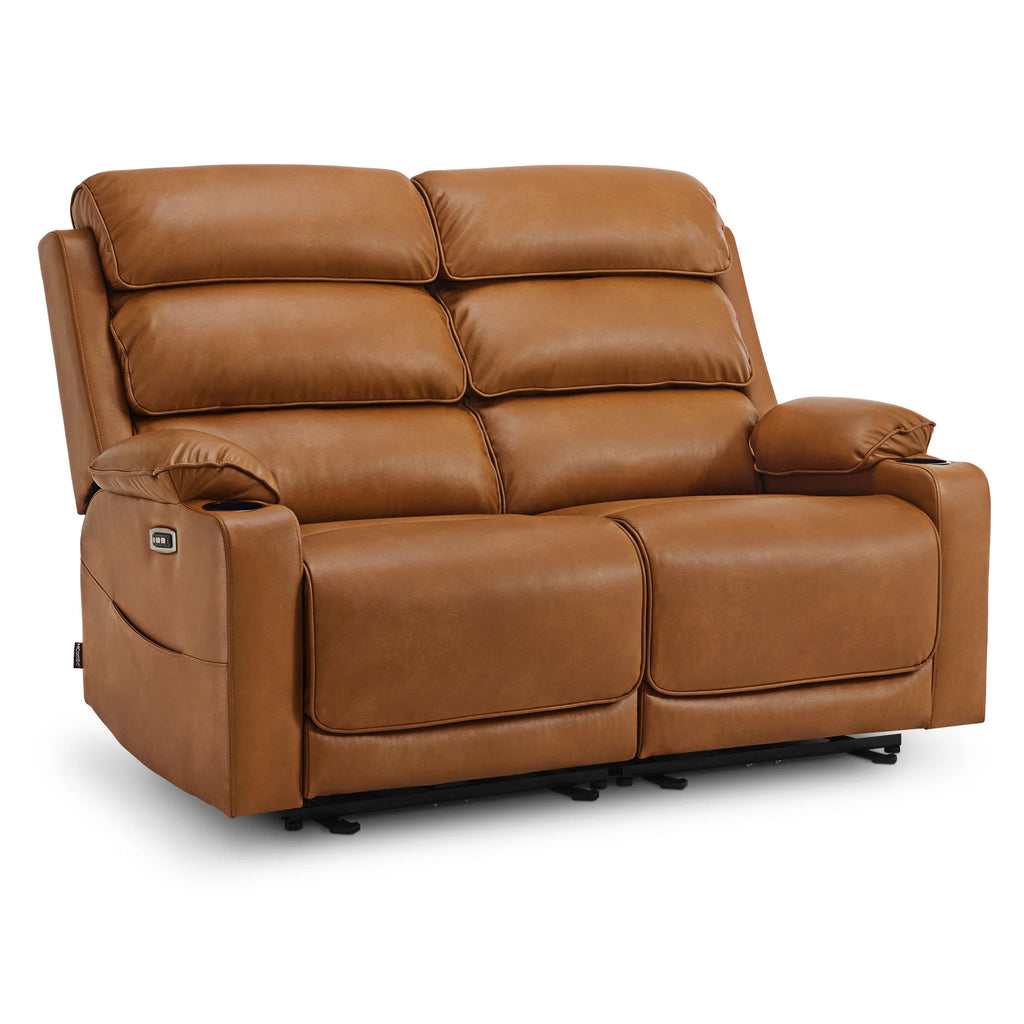 MCombo 63.4" Power Loveseat Recliner Sofa with Adjustable Headrest, Heat and Massage for Living Room, Faux Leather(Light Grey)