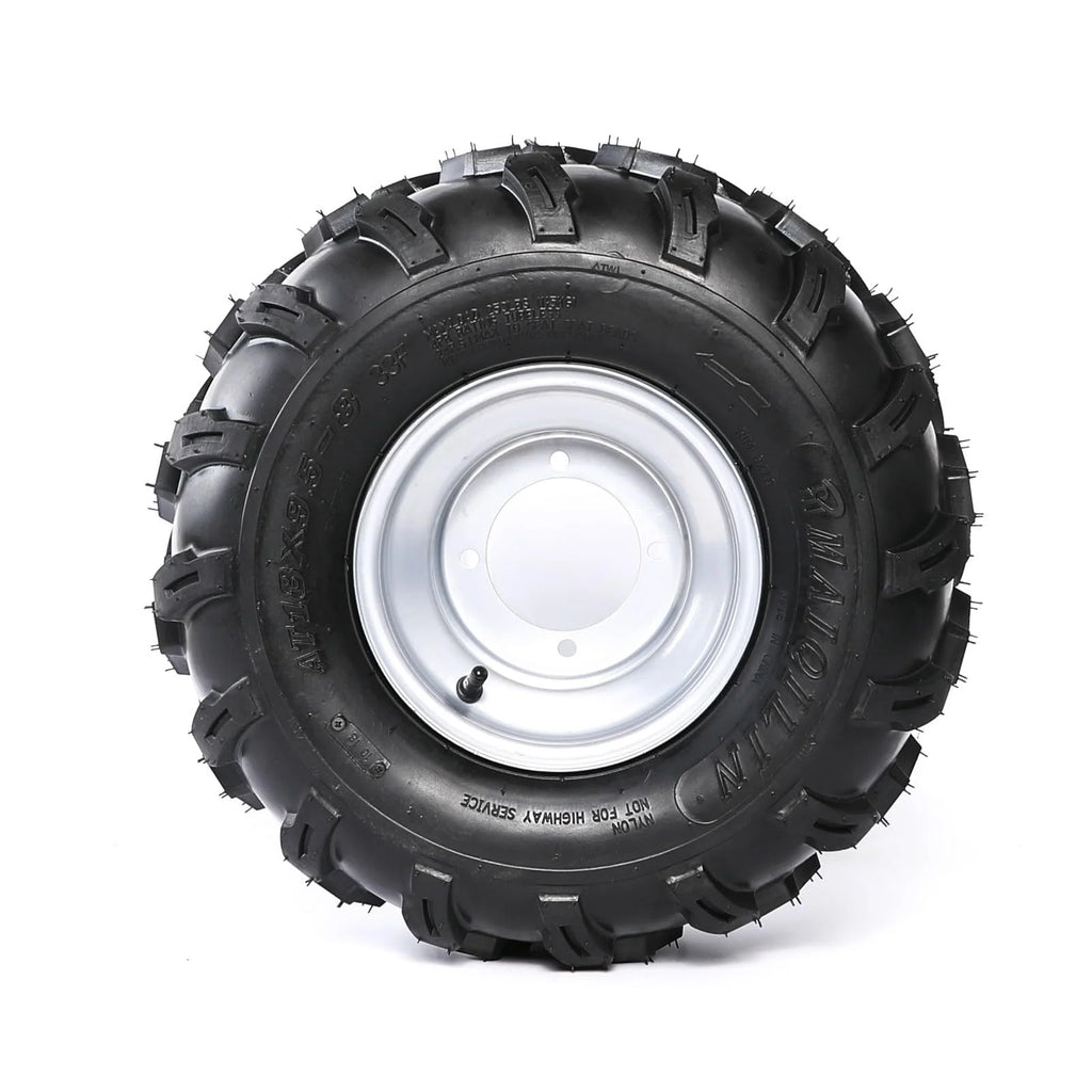 4 Pack 18x9.5-8 18x9.50-8 Tubeless Tire w/ 8" inch Wheel Rim 4 Bolt Pattern for ATV Quad Buggy Go Kart Lawn Mower 4 Wheelers Mini Bike Golf Cart Garden Tractor Utility Cart Turf Tires (4pcs)