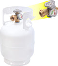 Flame King YSN5LB-GAUGE 5lb Steel Propane Tank Cylinder with Gauge and OPD Valves for Grills and BBQs, Camping, Fishing, & Outdoor Activities, White