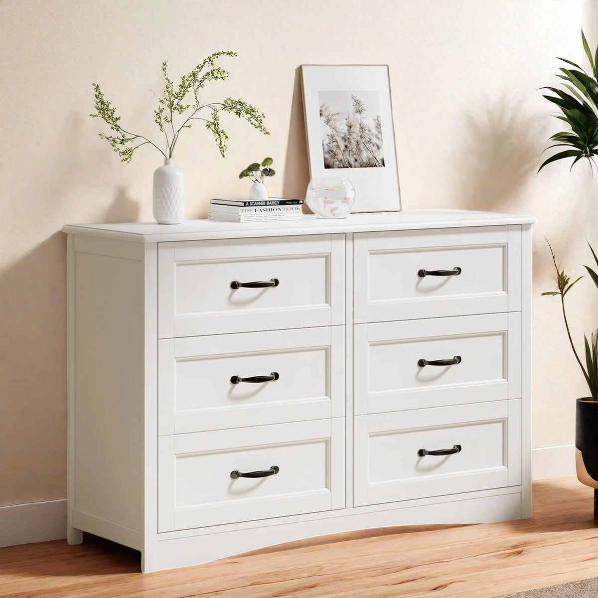 Dresser for Bedroom, Lofka 6-Drawer Wood Dresser?with Anti-Tip Safety for Closet| Living Room