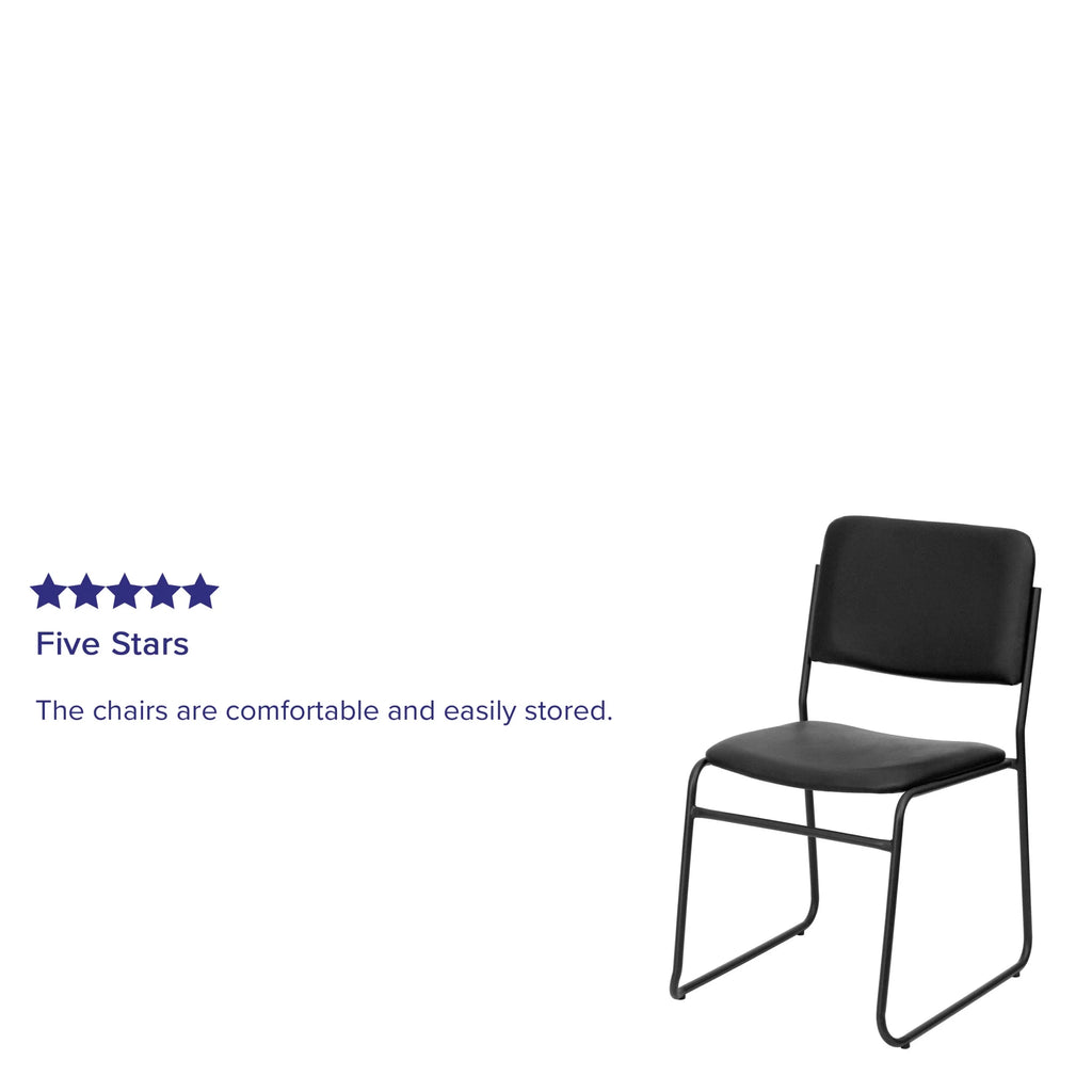 Flash Furniture Hercules Series Adult High-Density Vinyl Sled Base Stack Chairs, Set of 5, Black