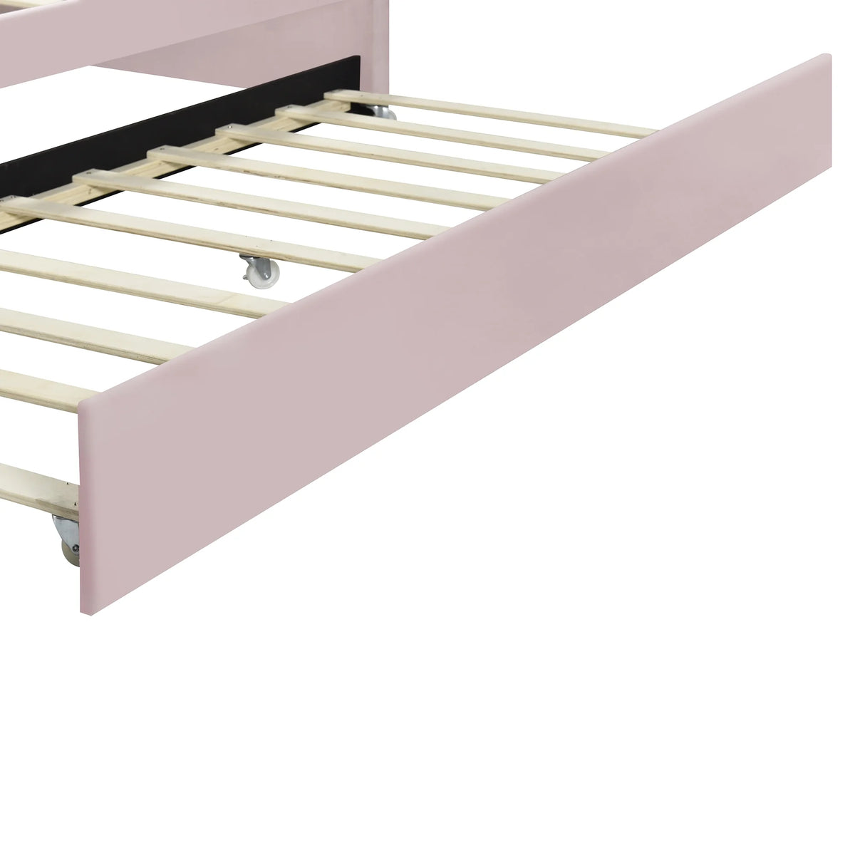EUROCO Upholstery Full Size Platform Bed, Upholstered Daybed with Headboard and Trundle, Beige