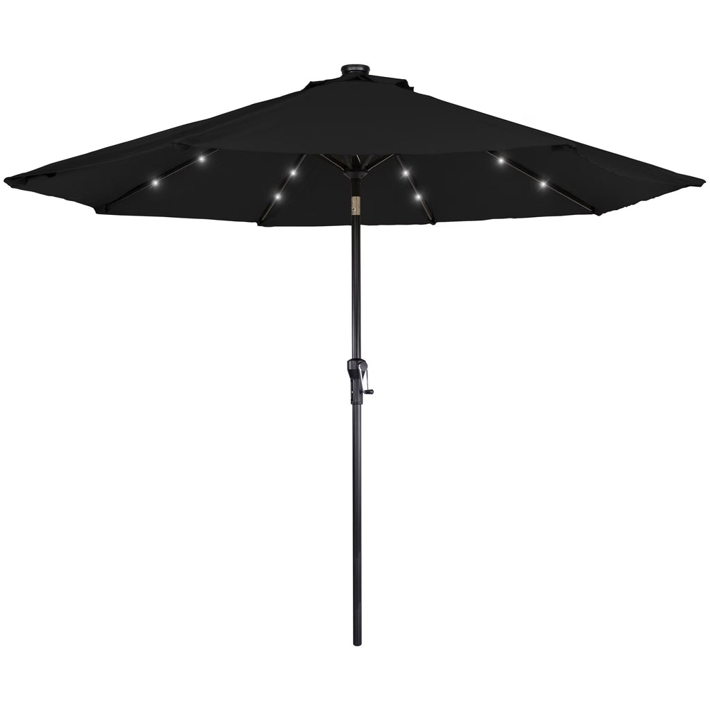 Northlight 9ft Solar Lighted Outdoor Patio Market Umbrella with Hand Crank and Tilt, Pink
