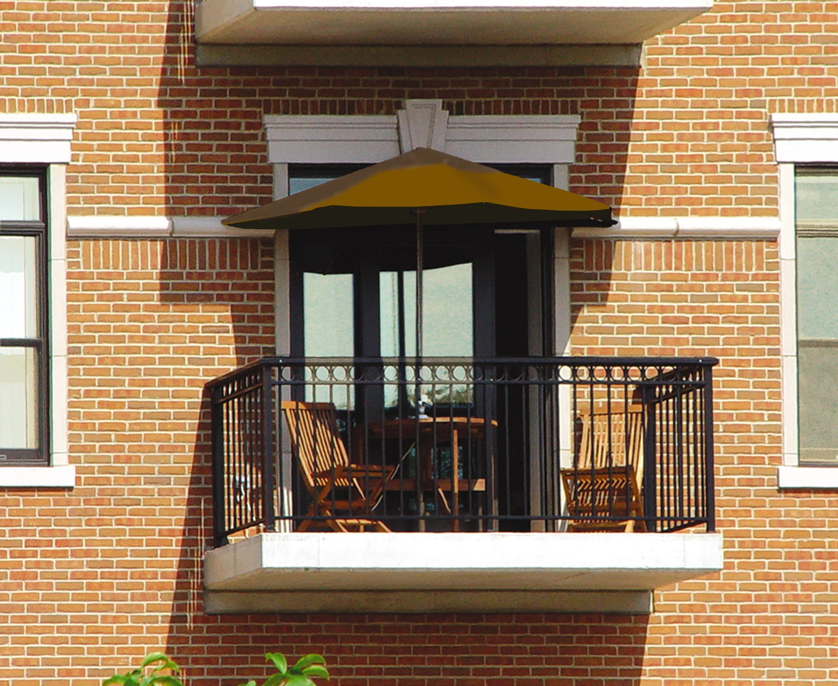 OFF-THE-WALL BRELLA Sunbrella Half Umbrella, 9'-Width, Teak Canopy