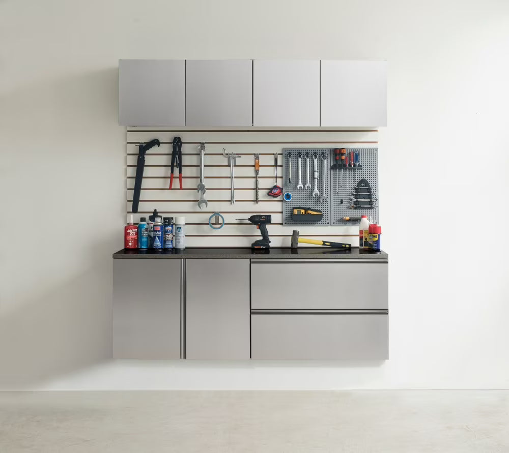 7-Piece Storage Cabinet Set, Modern Style Kitchen Furniture Set with Stand Cupboard and Console Table, Wall-Mounted or Free-standing Cabinet Set for Living Room, Kitchen, Dark Gray