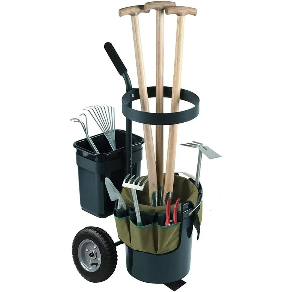 Garden Lawn Yard Wheeled Cart Mobile Gardening Rolling Transport Outdoor Organize Storage Gardening Caddy ?with Gallon Bucket Oxford Bag