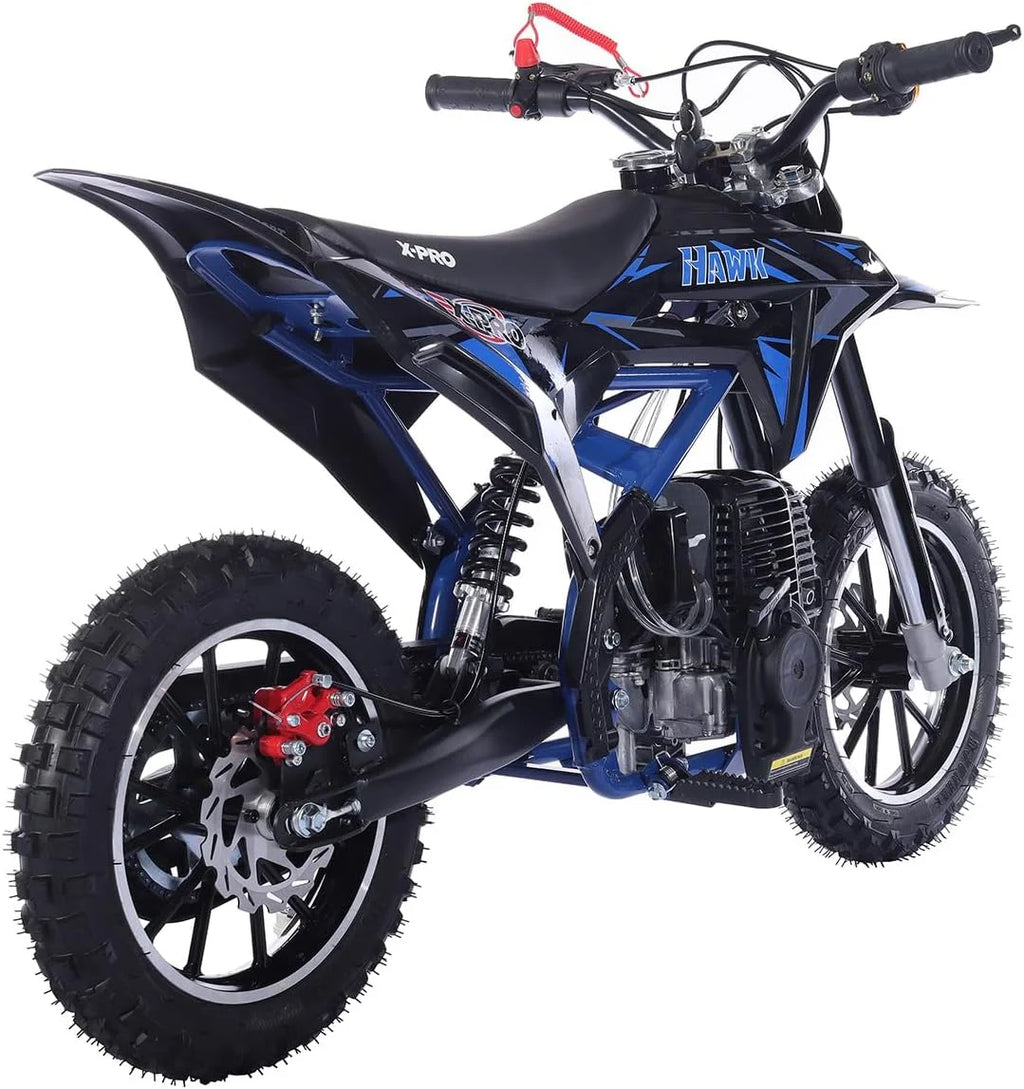 X-Pro Brand New Upgraded Hawk 40cc Gas Powered 4 Stroke Mini Pit Dirt Bike with Pull Start for kids 10" Wheels