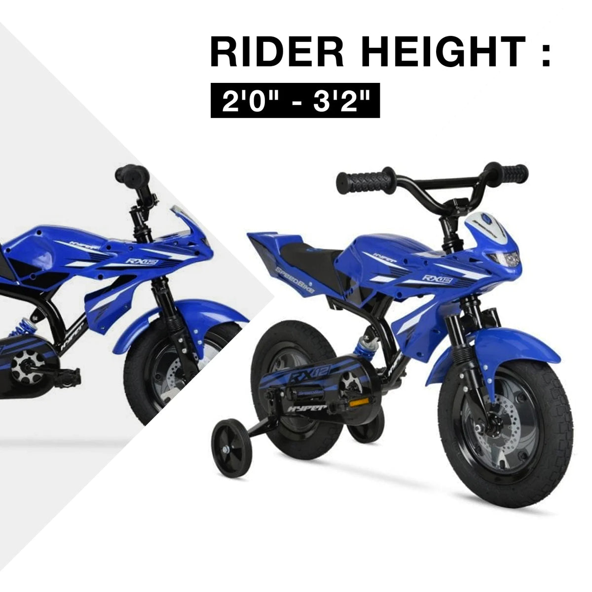 12" Hyper Speed Bike, Childs Bicycle; Kids Ages 2-4 Years Old, Blue, Character Group: Speed
