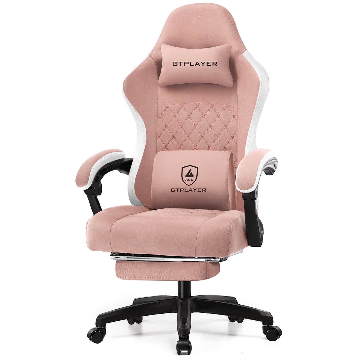 GTPLAYER Ergonomic High Back Pocket Spring Cushion Gaming Chair with Footrest & Linkage Armrests, Black