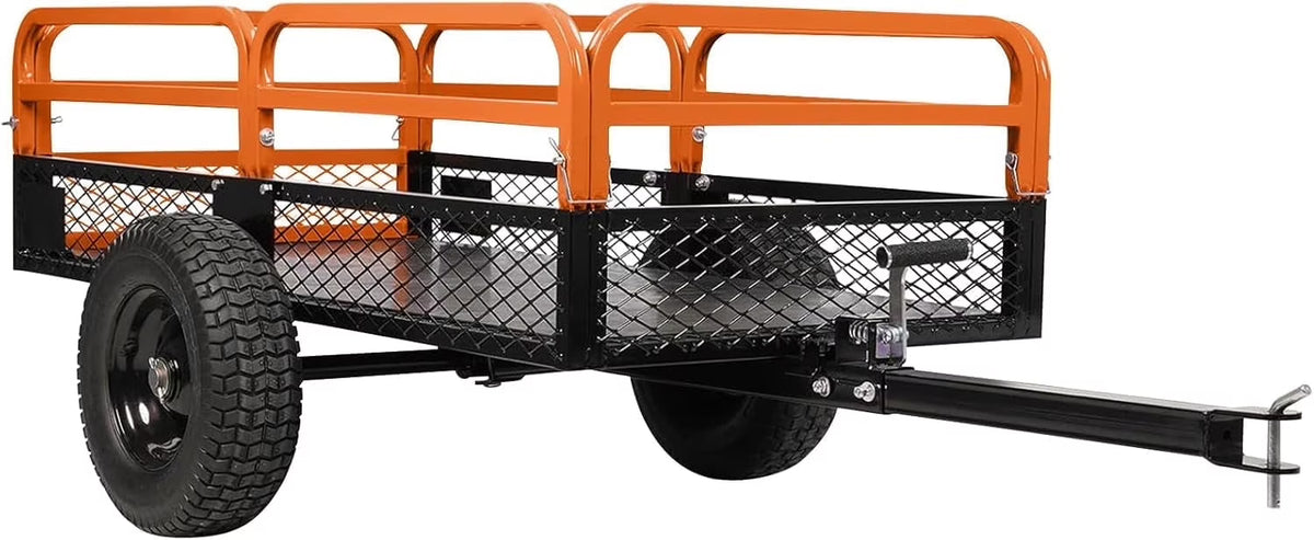 Heavy Duty Steel ATV Trailer,1600 Lbs Dump Cart, 15 Cubic Feet, Removable Sides, for Riding Lawn Mower Tractor