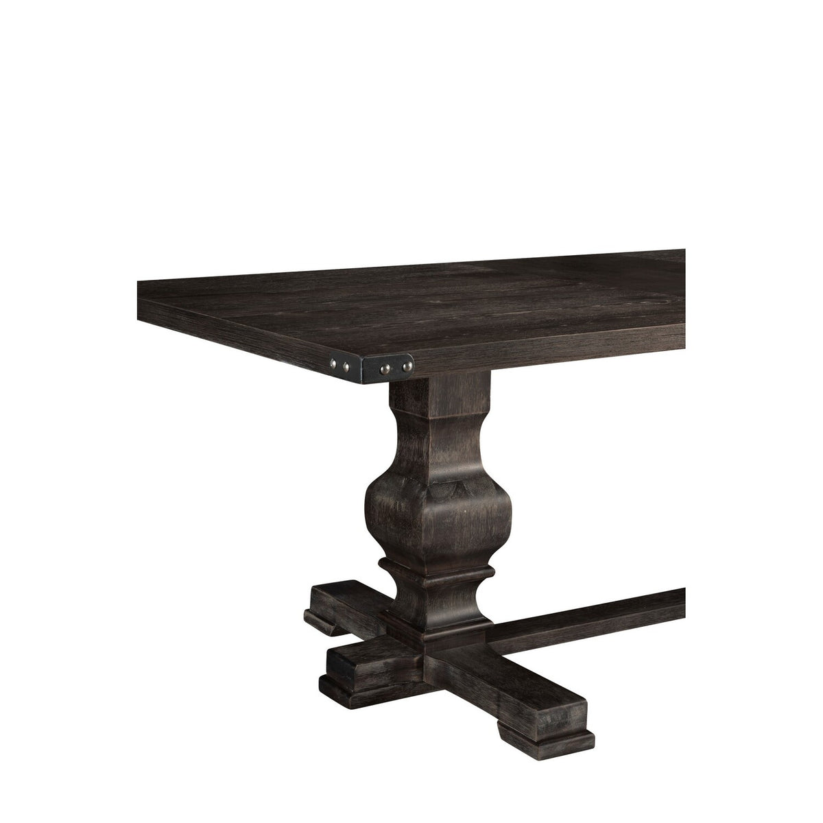Tyler 88 Inch Classic Rectangular Dining Table Rubberwood Charcoal Gray