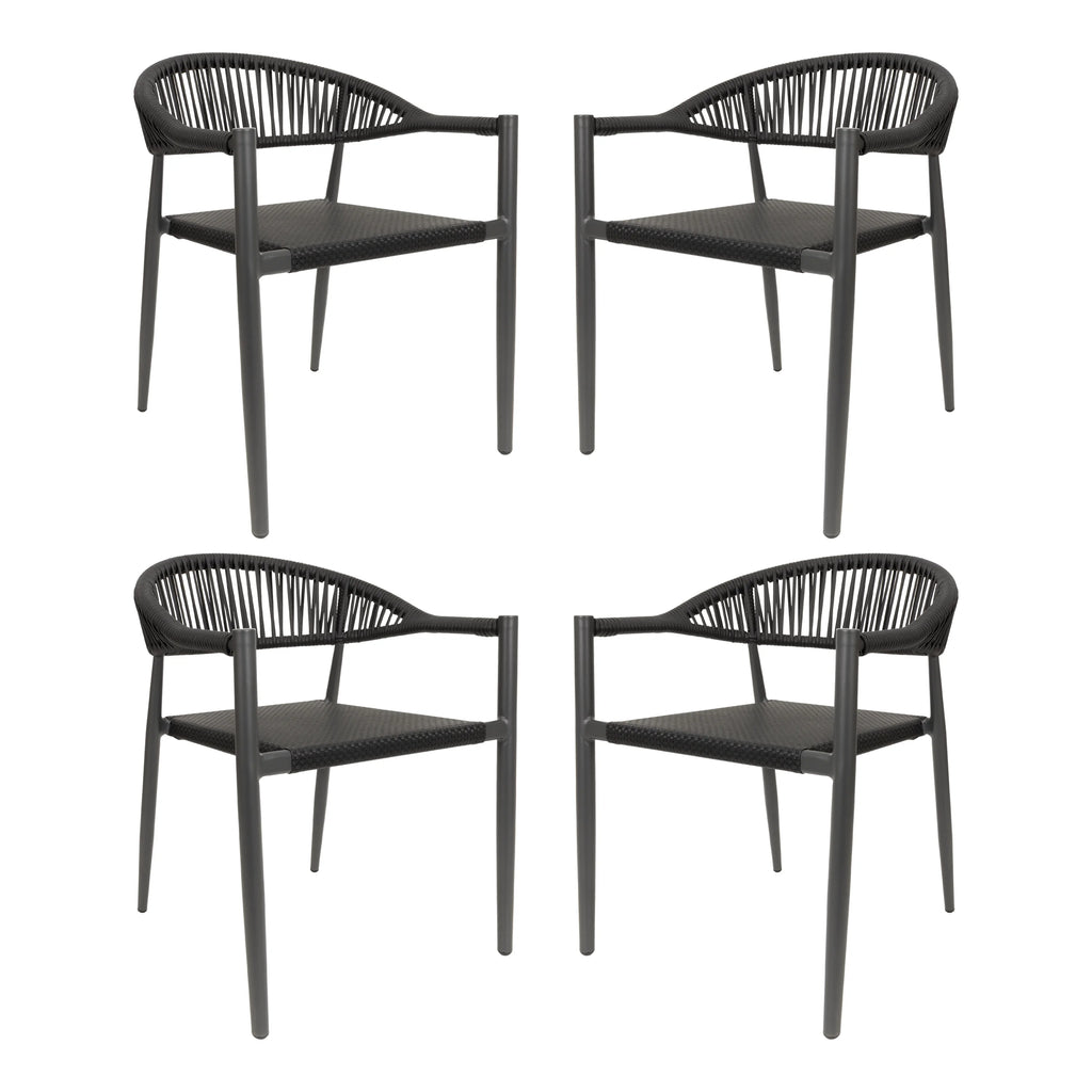 Vmopu New Set of 4 Gray Outdoor  Stackable Dining Chair, PE Rattan for Bistro Restaurant Garden