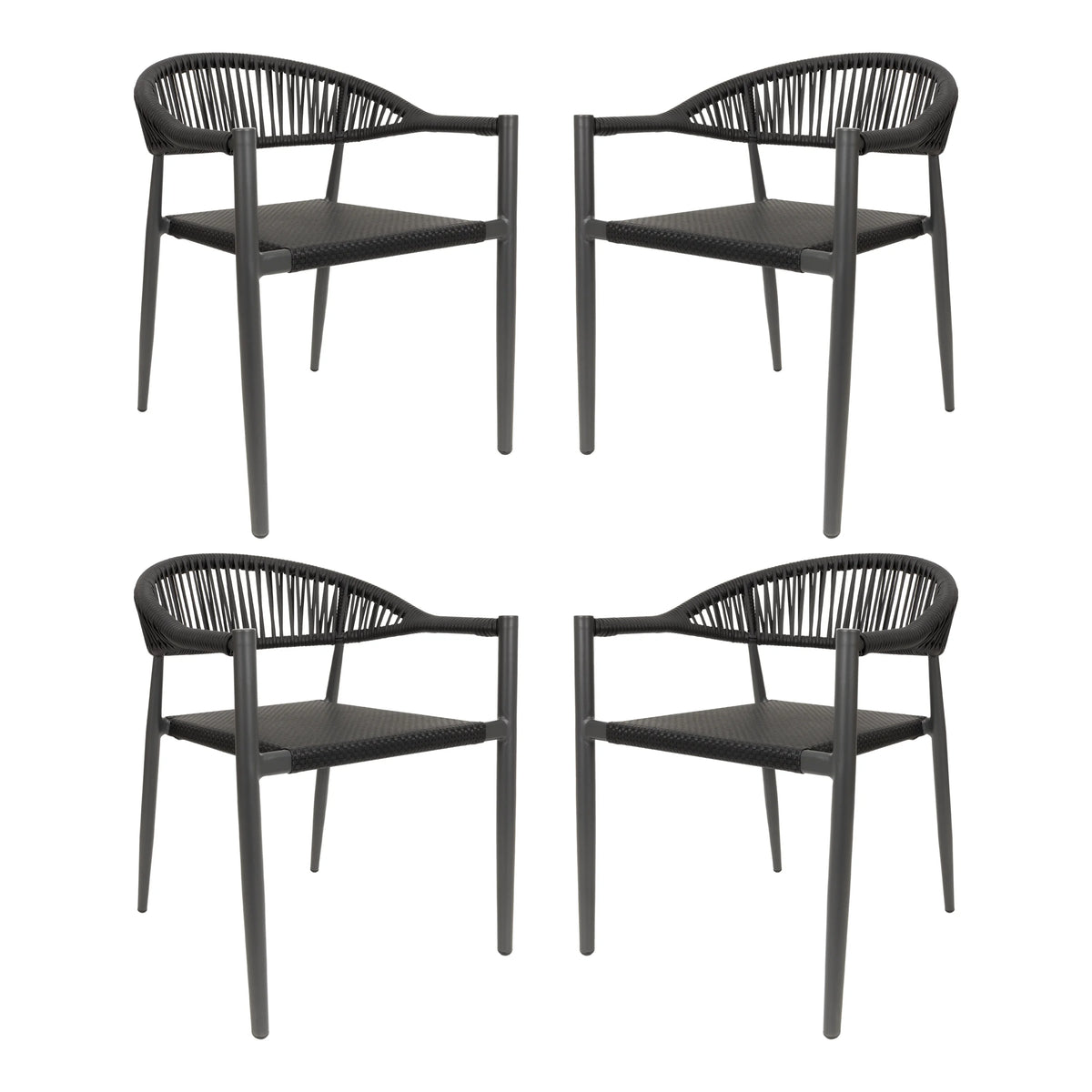 Vmopu New Set of 4 Gray Outdoor  Stackable Dining Chair, PE Rattan for Bistro Restaurant Garden