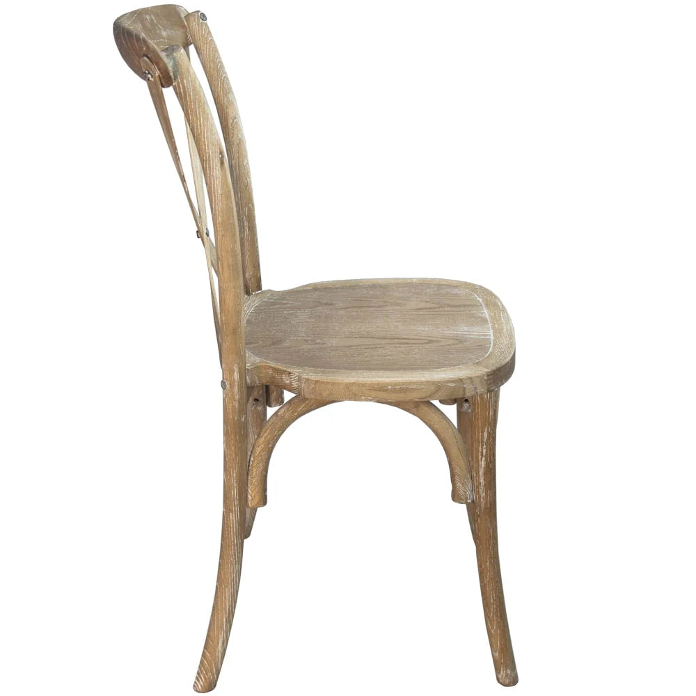Merrick Lane X-Back Bistro Style Wooden High Back Dining Chair in Natural with White Grain
