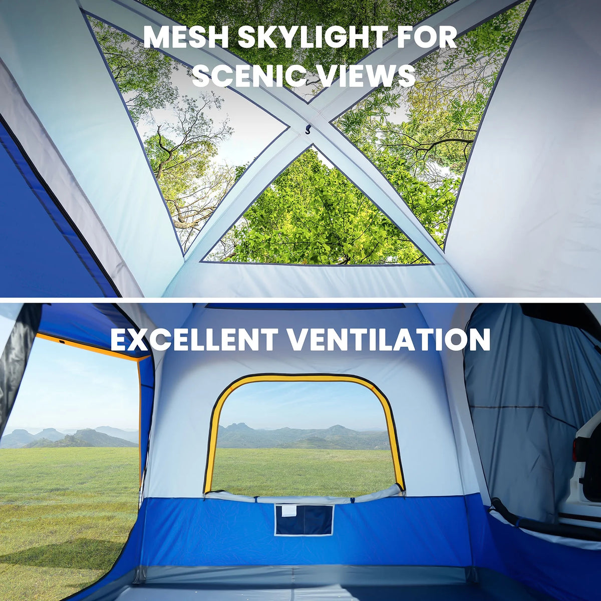 MOPHOTO SUV Tents for Camping 4 People, PU 3000mm Waterproof SUV Tent Attachment Tailgate Tent for Car Jeep Van, Spacious Space 8.2'L x 8.2'W x 7.2'H with 2 Awnings & Double Door