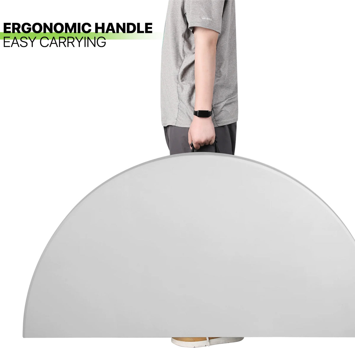 Magshion 5.5FT Round Folding Table, Heavy Duty Plastic Portable Round Table, Indoor Outdoor Foldable Dining Table with Handle, Grey