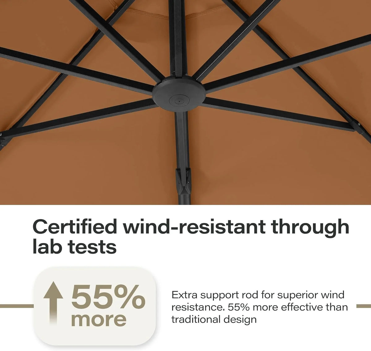 LAUSAINT HOME 11FT Patio Umbrella with Base, Outdoor Deluxe Curvy Cantilever Umbrella for Patio Pool Deck, Champagne