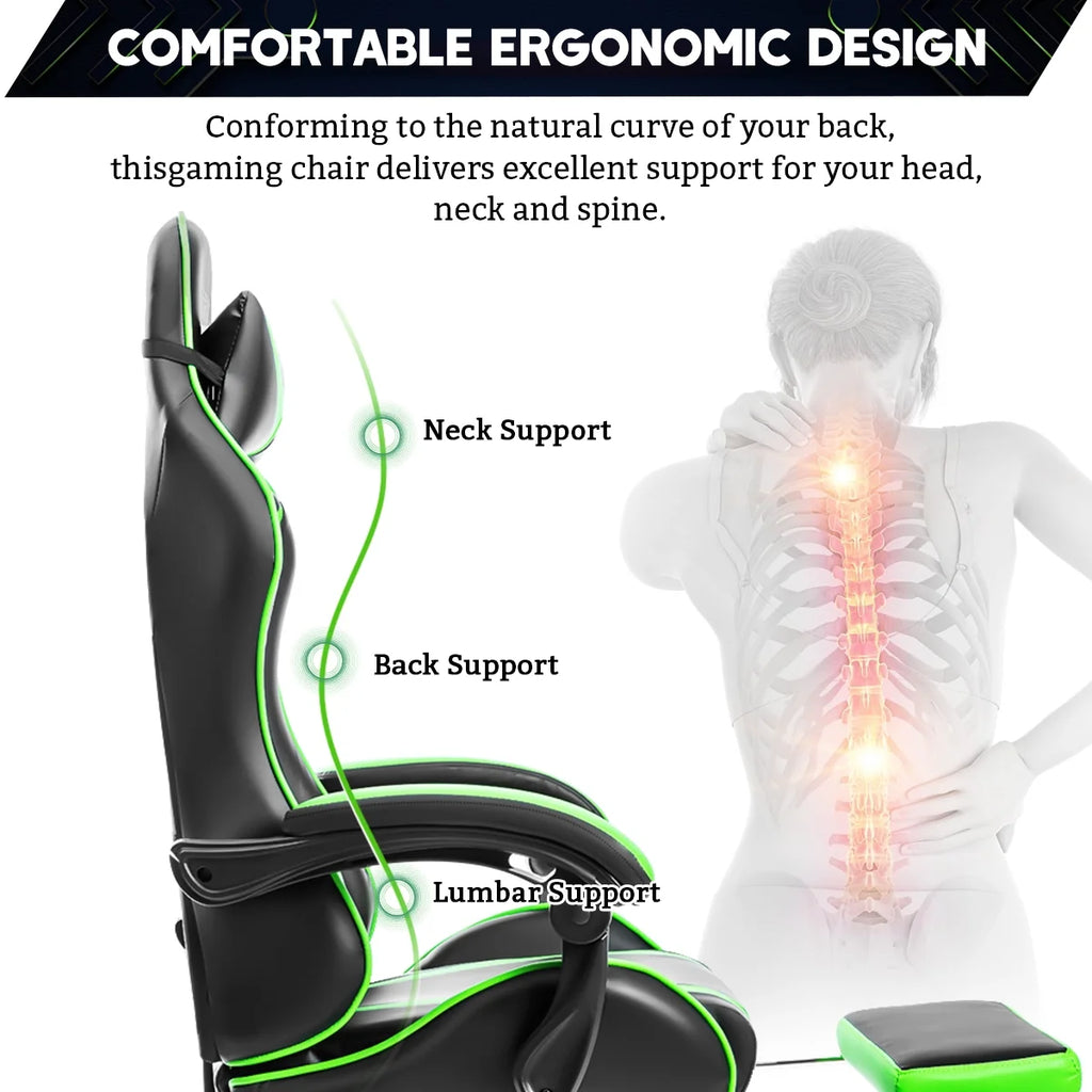 Gaming Chair with Massage Gamer Chair with 2D Armrests for Kids